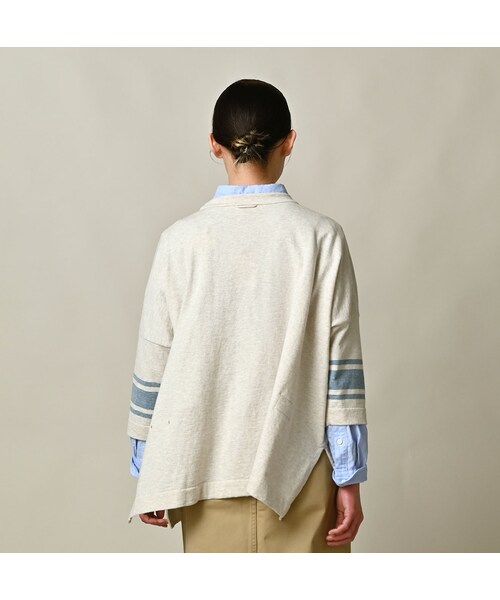 45R（フォーティファイブアール）の「ロゴジャカードのビッグスリットTシャツ（トップス・レディース・12-ボーンホワイトトップ/13-リネンベージュトップ/24-グレートップ/72-Umiiブルー・00-フリー）」の9枚目の写真