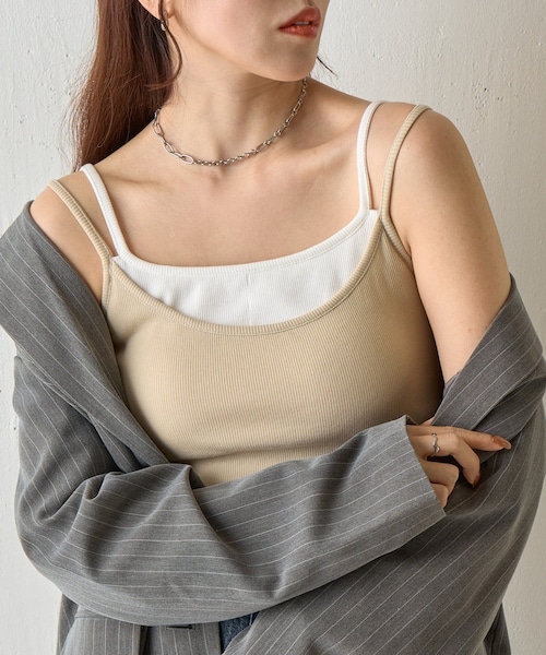 COLONY 2139(コロニートゥーワンスリーナイン)の「【WEB限定】カップ付きレイヤードテレコキャミ(タンクトップ・レディース・ベージュ/ブルー/グレー/ブラック・F)」の3枚目の写真
