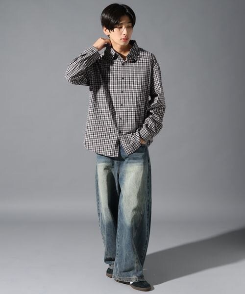 ALAND(エーランド)の「LAND MUSEUM/チェックチョーカー長袖シャツ(トップス・ブラック(19)/ネイビー(88)・M/L)」の3枚目の写真