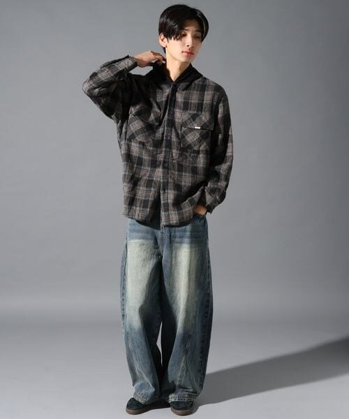 ALAND(エーランド)の「LAND MUSEUM/フード切り替え長袖シャツ(トップス・ブラック(19)/ブルー(80)・S/M/L)」の16枚目の写真