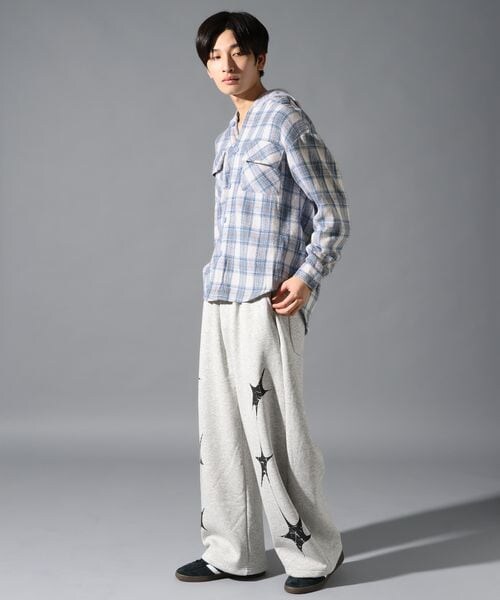 ALAND(エーランド)の「LAND MUSEUM/フード切り替え長袖シャツ(トップス・ブラック(19)/ブルー(80)・S/M/L)」の4枚目の写真