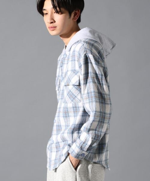 ALAND(エーランド)の「LAND MUSEUM/フード切り替え長袖シャツ(トップス・ブラック(19)/ブルー(80)・S/M/L)」の10枚目の写真