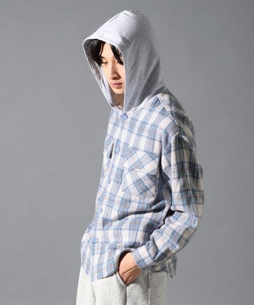 ALAND(エーランド)の「LAND MUSEUM/フード切り替え長袖シャツ(トップス・ブラック(19)/ブルー(80)・S/M/L)」の14枚目の写真