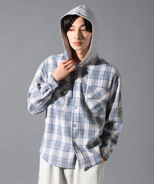 ALAND(エーランド)の「LAND MUSEUM/フード切り替え長袖シャツ(トップス・ブラック(19)/ブルー(80)・S/M/L)」の13枚目の写真