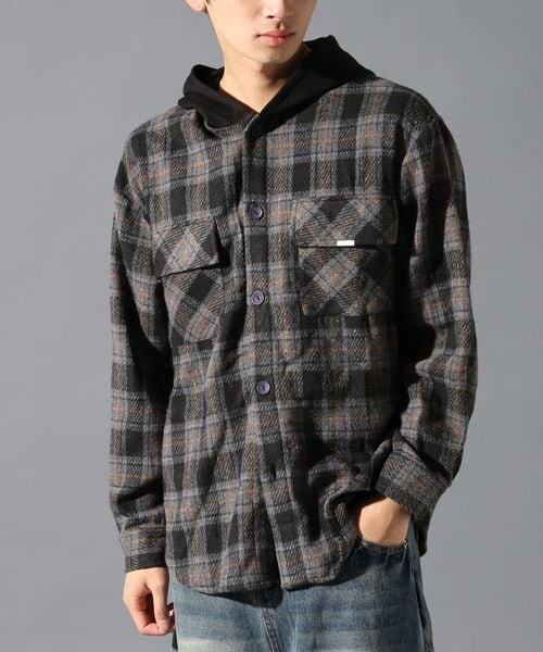 ALAND(エーランド)の「LAND MUSEUM/フード切り替え長袖シャツ(トップス・ブラック(19)/ブルー(80)・S/M/L)」の22枚目の写真