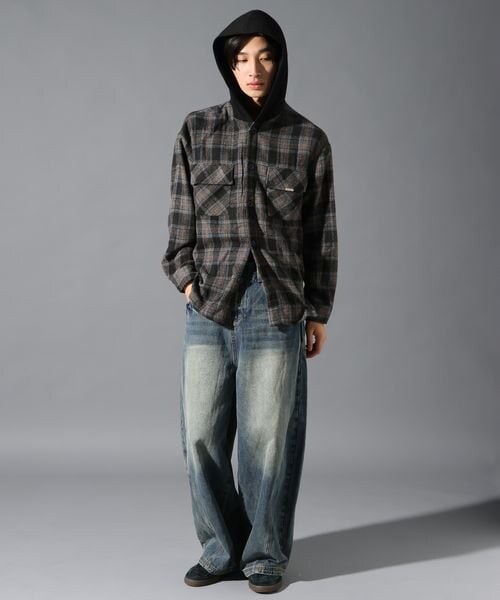 ALAND(エーランド)の「LAND MUSEUM/フード切り替え長袖シャツ(トップス・ブラック(19)/ブルー(80)・S/M/L)」の19枚目の写真