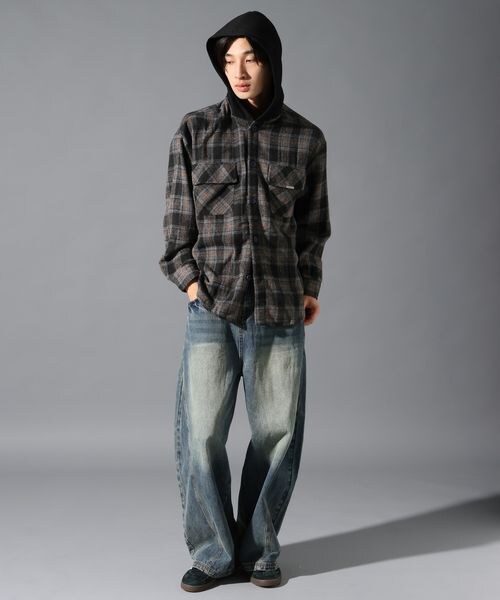 ALAND(エーランド)の「LAND MUSEUM/フード切り替え長袖シャツ(トップス・ブラック(19)/ブルー(80)・S/M/L)」の20枚目の写真