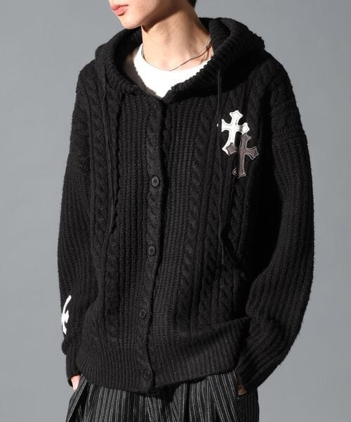 ALAND（エーランド）の「LAND MUSEUM／クロスケーブルフードカーディガン（トップス・グレー(15)/ブラック(19)・S/M/L）」の11枚目の写真