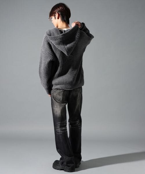 ALAND（エーランド）の「LAND MUSEUM／クロスケーブルフードカーディガン（トップス・グレー(15)/ブラック(19)・S/M/L）」の14枚目の写真