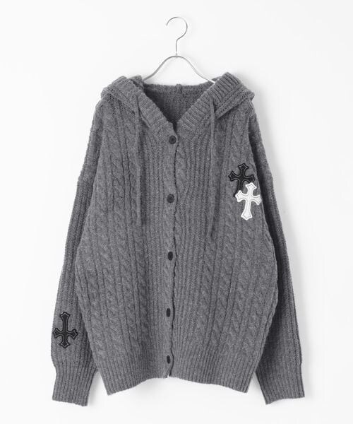ALAND（エーランド）の「LAND MUSEUM／クロスケーブルフードカーディガン（トップス・グレー(15)/ブラック(19)・S/M/L）」の18枚目の写真