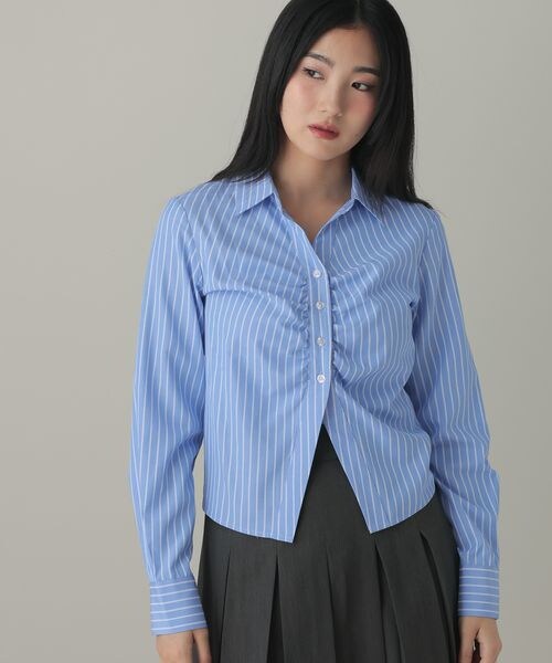 ALAND（エーランド）の「3.3 Field Trip／フロントギャザーコンパクトシャツ（トップス・ブラック(19)/サックス(85)・F）」の10枚目の写真