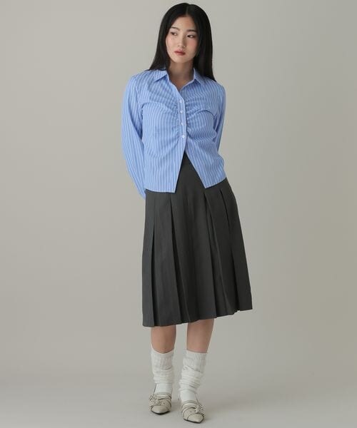 ALAND（エーランド）の「3.3 Field Trip／フロントギャザーコンパクトシャツ（トップス・ブラック(19)/サックス(85)・F）」の8枚目の写真