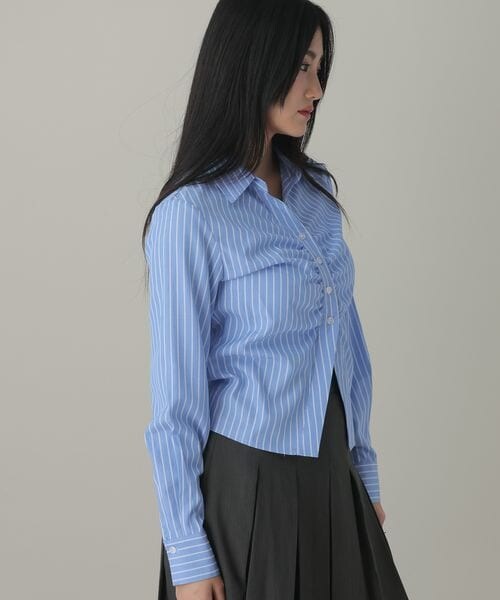 ALAND（エーランド）の「3.3 Field Trip／フロントギャザーコンパクトシャツ（トップス・ブラック(19)/サックス(85)・F）」の11枚目の写真