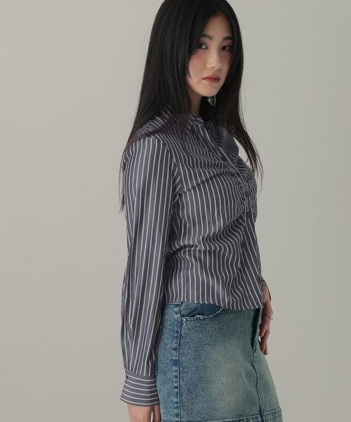 ALAND（エーランド）の「3.3 Field Trip／フロントギャザーコンパクトシャツ（トップス・ブラック(19)/サックス(85)・F）」の7枚目の写真