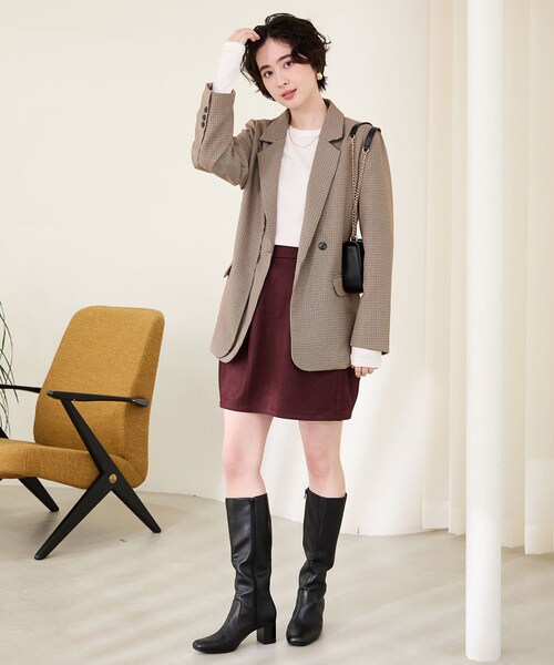 ORiental TRaffic（オリエンタルトラフィック）の「スクエアトゥチャンキーヒールロングブーツ/51501（その他・レディース・ブラック/ブラウン・SS/S/M/L/LL/3L）」の21枚目の写真