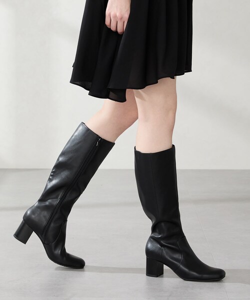 ORiental TRaffic（オリエンタルトラフィック）の「スクエアトゥチャンキーヒールロングブーツ/51501（その他・レディース・ブラック/ブラウン・SS/S/M/L/LL/3L）」の4枚目の写真
