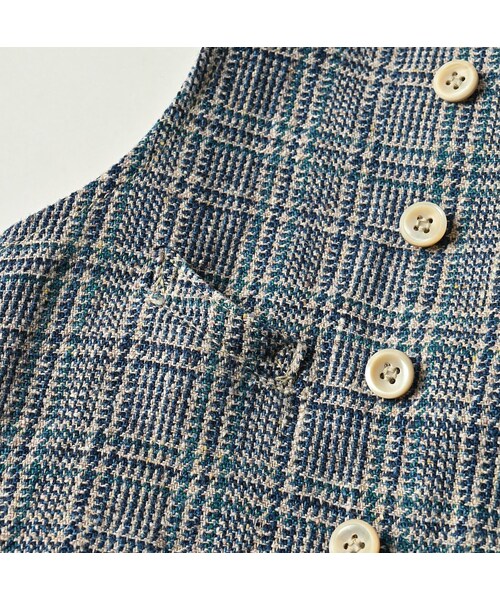 45R（フォーティファイブアール）の「綿麻ツイードのダブルベスト（ジャケット/アウター・レディース・72-ブルーグレンチェック/82-茶グレンチェック・02-M/03-L）」の15枚目の写真