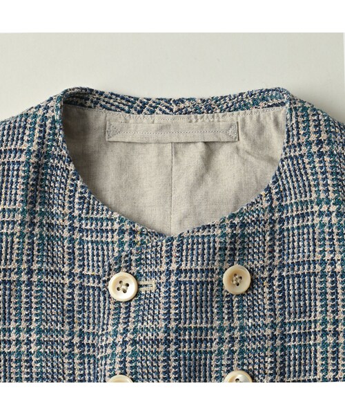 45R（フォーティファイブアール）の「綿麻ツイードのダブルベスト（ジャケット/アウター・レディース・72-ブルーグレンチェック/82-茶グレンチェック・02-M/03-L）」の13枚目の写真