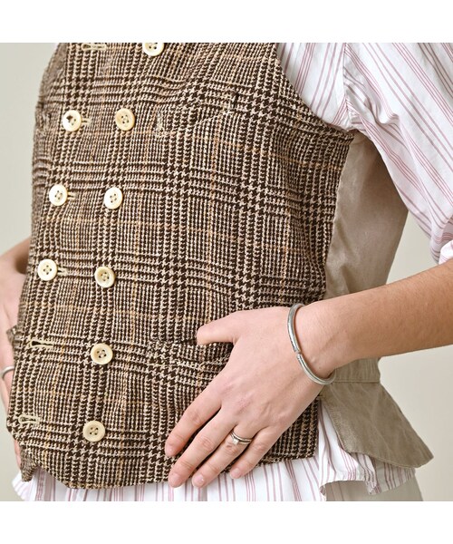 45R（フォーティファイブアール）の「綿麻ツイードのダブルベスト（ジャケット/アウター・レディース・72-ブルーグレンチェック/82-茶グレンチェック・02-M/03-L）」の9枚目の写真