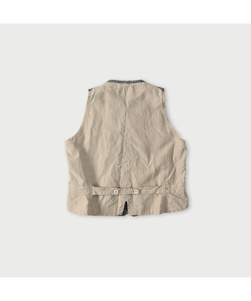 45R（フォーティファイブアール）の「綿麻ツイードのダブルベスト（ジャケット/アウター・レディース・72-ブルーグレンチェック/82-茶グレンチェック・02-M/03-L）」の3枚目の写真