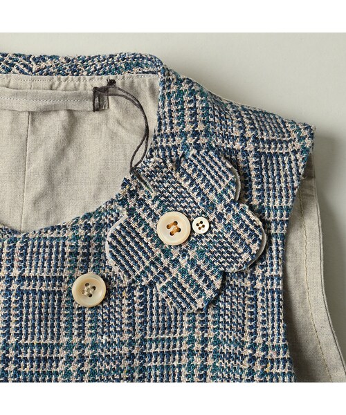 45R（フォーティファイブアール）の「綿麻ツイードのダブルベスト（ジャケット/アウター・レディース・72-ブルーグレンチェック/82-茶グレンチェック・02-M/03-L）」の20枚目の写真