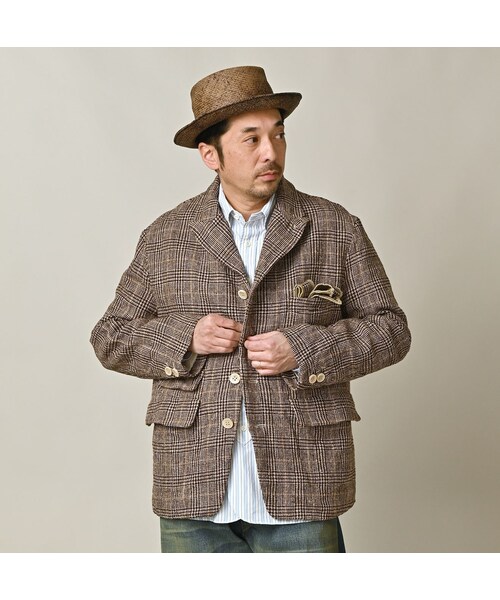 45R（フォーティファイブアール）の「綿麻ツイードの908ジャケッター（ジャケット/アウター・レディース・72-ブルーグレンチェック/82-茶グレンチェック・02-S/03-M/04-L）」の10枚目の写真