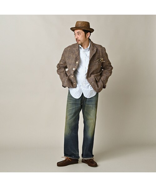 45R（フォーティファイブアール）の「綿麻ツイードの908ジャケッター（ジャケット/アウター・レディース・72-ブルーグレンチェック/82-茶グレンチェック・02-S/03-M/04-L）」の5枚目の写真