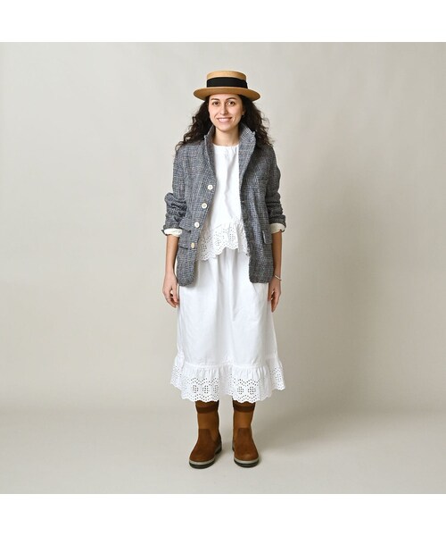 45R（フォーティファイブアール）の「綿麻ツイードの908ジャケッター（ジャケット/アウター・レディース・72-ブルーグレンチェック/82-茶グレンチェック・02-S/03-M/04-L）」の4枚目の写真