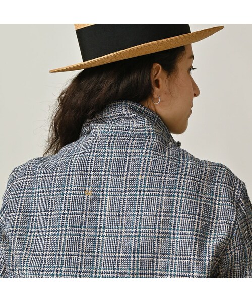45R（フォーティファイブアール）の「綿麻ツイードの908ジャケッター（ジャケット/アウター・レディース・72-ブルーグレンチェック/82-茶グレンチェック・02-S/03-M/04-L）」の16枚目の写真