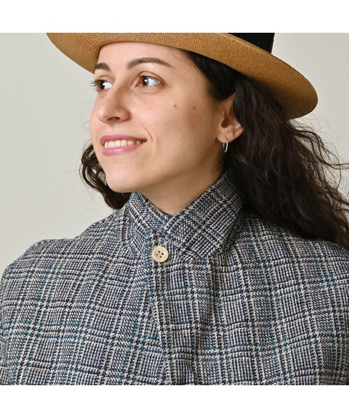 45R（フォーティファイブアール）の「綿麻ツイードの908ジャケッター（ジャケット/アウター・レディース・72-ブルーグレンチェック/82-茶グレンチェック・02-S/03-M/04-L）」の13枚目の写真