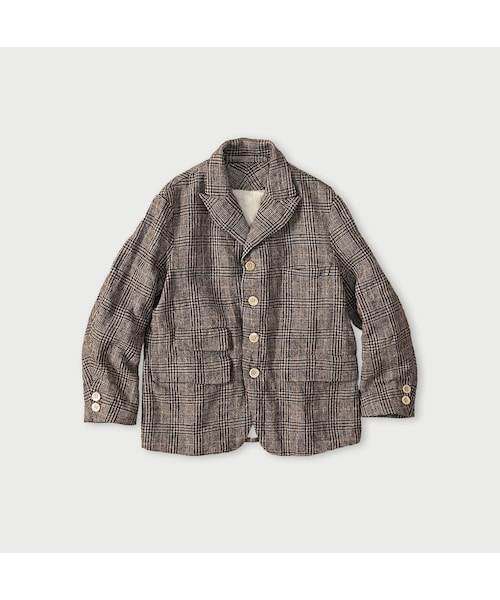 45R（フォーティファイブアール）の「綿麻ツイードの908ジャケッター（ジャケット/アウター・レディース・72-ブルーグレンチェック/82-茶グレンチェック・02-S/03-M/04-L）」の2枚目の写真