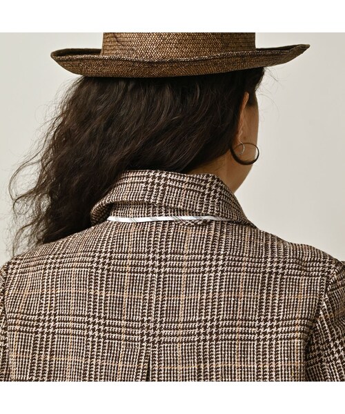 45R(フォーティファイブアール)の「綿麻ツイードのアニーシングルジャケット(ジャケット/アウター・レディース・72-ブルーグレンチェック/82-茶グレンチェック・02-M/03-L)」の10枚目の写真