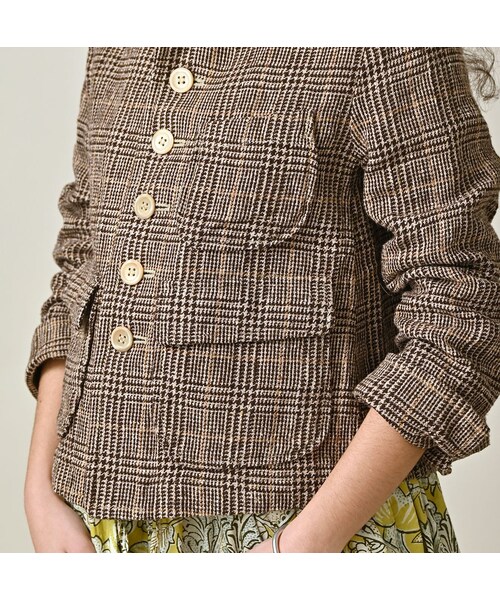 45R(フォーティファイブアール)の「綿麻ツイードのアニーシングルジャケット(ジャケット/アウター・レディース・72-ブルーグレンチェック/82-茶グレンチェック・02-M/03-L)」の9枚目の写真