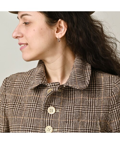 45R(フォーティファイブアール)の「綿麻ツイードのアニーシングルジャケット(ジャケット/アウター・レディース・72-ブルーグレンチェック/82-茶グレンチェック・02-M/03-L)」の8枚目の写真