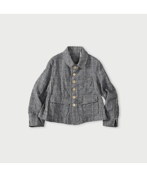 45R(フォーティファイブアール)の「綿麻ツイードのアニーシングルジャケット(ジャケット/アウター・レディース・72-ブルーグレンチェック/82-茶グレンチェック・02-M/03-L)」の1枚目の写真