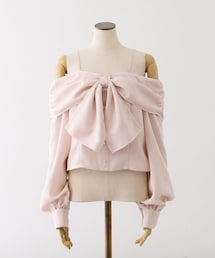 one after another NICE CLAUP | 肩ビジューリボンオフショルブラウス(トップス)