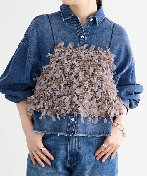 BEARDSLEY（ビアズリー）の「《FRIPIER》チュールファーキャミ（キャミソール・レディース・ブラック/ブラウン・F）」の2枚目の写真