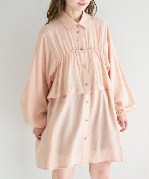 Kastane（カスタネ）の「B セパレートシャツワンピース（シャツワンピース・レディース・ネイビー/ピンク/アイボリー・F）」の3枚目の写真