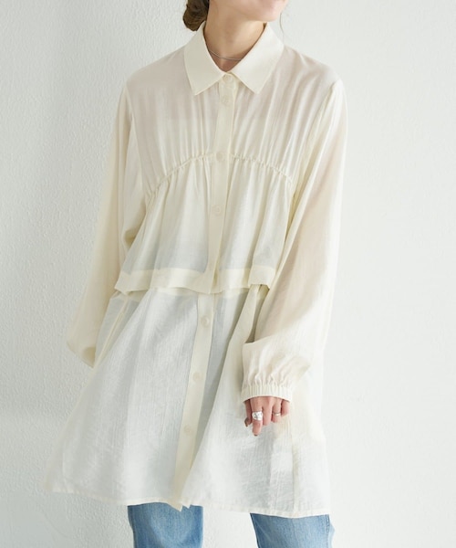 Kastane（カスタネ）の「B セパレートシャツワンピース（シャツワンピース・レディース・ネイビー/ピンク/アイボリー・F）」の2枚目の写真