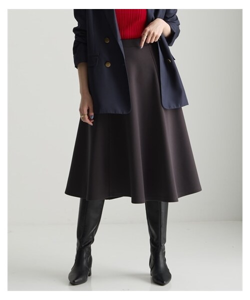 nissen（ニッセン）の「＜大きいサイズ＞ あったか裏起毛カットジョーゼットフレアスカート（ゆったりヒップ）■大人の落ち感シリーズ■（スカート・レディース・黒/ローズピンク/キャメルベージュ/アズールブルー/チャコール・L/LL/3L/4L/5L/6L/8L/10L）」の8枚目の写真