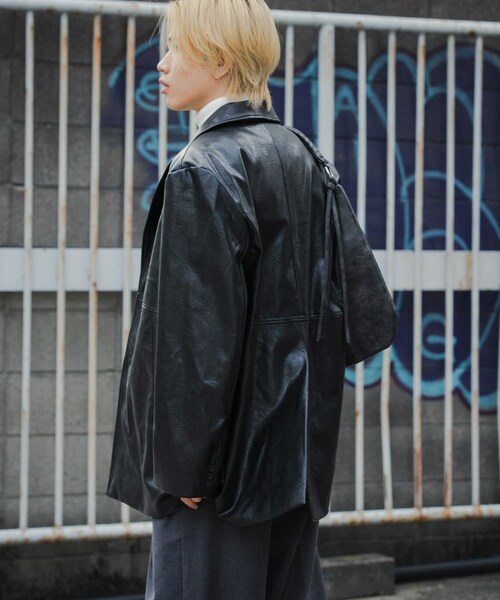 SENSE OF PLACE by URBAN RESEARCH（センスオブプレイスバイアーバンリサーチ）の「フェイクレザーミドルジャケット（テーラードジャケット・メンズ・BLACK/BROWN・M/L）」の10枚目の写真