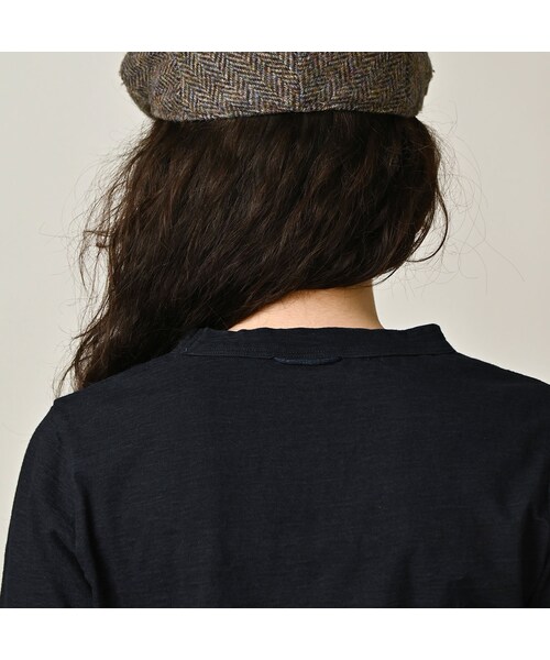 45R(フォーティファイブアール)の「ペーペー君のベタッチプリント四角Tシャツ(再び・影色納戸)(トップス・レディース・75-影色納戸・01-S/02-M/03-L/04-XL/05-XXL)」の9枚目の写真