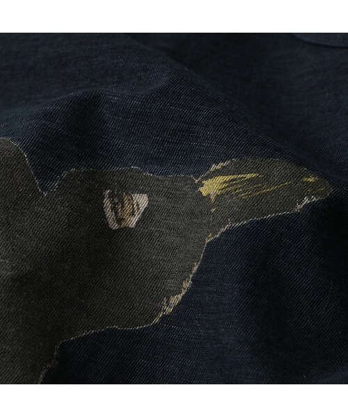 45R(フォーティファイブアール)の「ペーペー君のベタッチプリント四角Tシャツ(再び・影色納戸)(トップス・レディース・75-影色納戸・01-S/02-M/03-L/04-XL/05-XXL)」の12枚目の写真