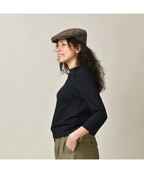 45R(フォーティファイブアール)の「ペーペー君のベタッチプリント四角Tシャツ(再び・影色納戸)(トップス・レディース・75-影色納戸・01-S/02-M/03-L/04-XL/05-XXL)」の5枚目の写真