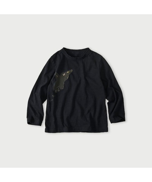 45R(フォーティファイブアール)の「ペーペー君のベタッチプリント四角Tシャツ(再び・影色納戸)(トップス・レディース・75-影色納戸・01-S/02-M/03-L/04-XL/05-XXL)」の1枚目の写真