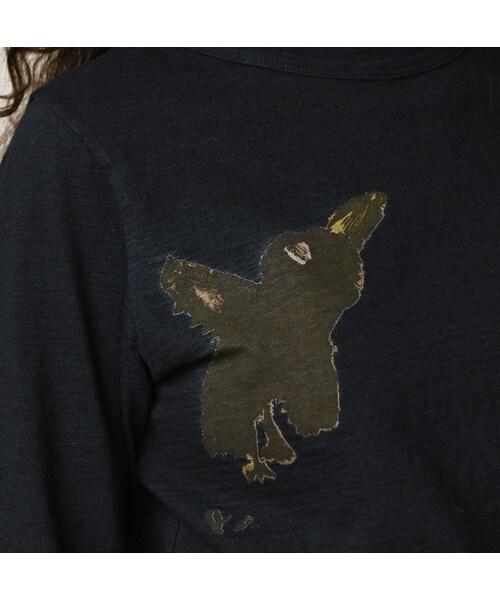 45R(フォーティファイブアール)の「ペーペー君のベタッチプリント四角Tシャツ(再び・影色納戸)(トップス・レディース・75-影色納戸・01-S/02-M/03-L/04-XL/05-XXL)」の8枚目の写真