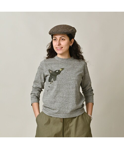 45R(フォーティファイブアール)の「ペーペー君のベタッチプリント四角Tシャツ(再び・トップ)(トップス・レディース・05-ボーンホワイト/23-グレートップ/62-カーキトップ・01-S/02-M/03-L/04-XL/05-XXL)」の6枚目の写真