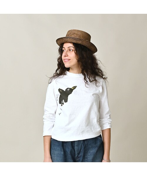 45R（フォーティファイブアール）の「ペーペー君のベタッチプリント四角Tシャツ（再び）（トップス・レディース・02-シロ・02-M/03-L/04-XL/05-XXL）」の4枚目の写真