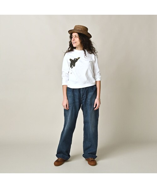 45R（フォーティファイブアール）の「ペーペー君のベタッチプリント四角Tシャツ（再び）（トップス・レディース・02-シロ・02-M/03-L/04-XL/05-XXL）」の3枚目の写真