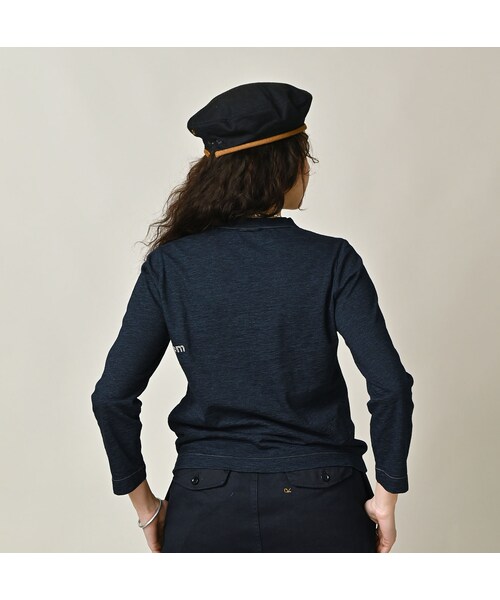 45R(フォーティファイブアール)の「45rpmロゴトリコ刺繍の四角Tシャツ(再び・インディゴ)(トップス・レディース・71-ダッシュインディゴ/73-R66/75-影色納戸・01-S/02-M/03-L/04-XL/05-XXL)」の8枚目の写真